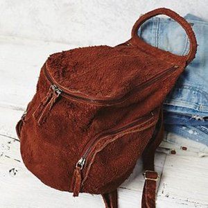 Free People Distressed Suede Mini Backpack BLACK